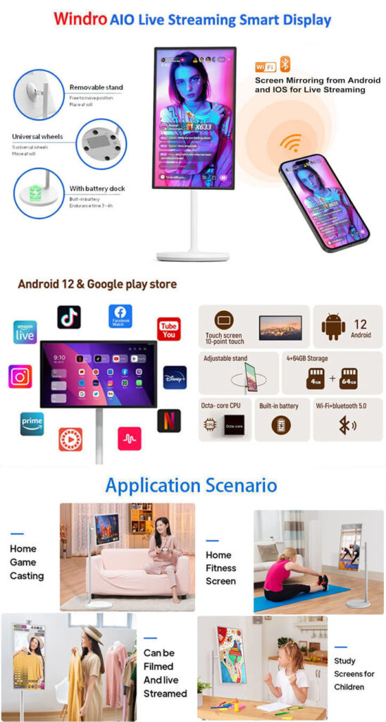 Portable Smart home smart TV, AIO Live Streaming Display -- Windro