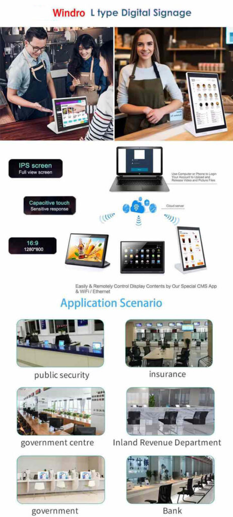 L type Digital signage, L shape LCD screen, Horizontal &vertical electronic evaluator --Windro 