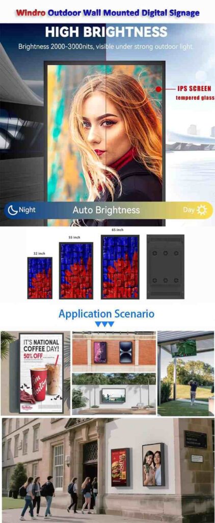 Outdoor display, High brightness screen, Wall mounted LCD digital signage --Windro