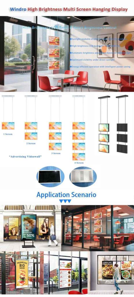 21.5 inch Multiple screen, High brightness Hanging display --Windro