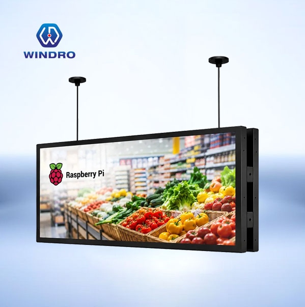 43.8 inch stretched bar display ，shelf edge screen, digital signage, Raspberry Pi 5 -- Windro