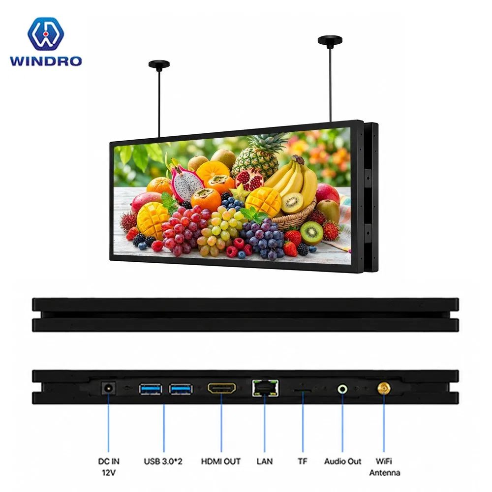 43.8 inch stretched bar display ，shelf edge screen, digital signage, Raspberry Pi 5 -- Windro