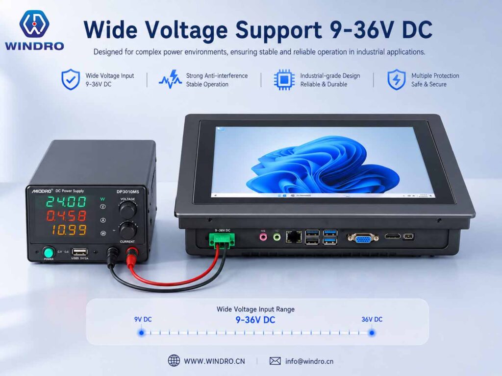 10.1 inch 500 nits fanless industrial panel PC with 9–36V wide voltage