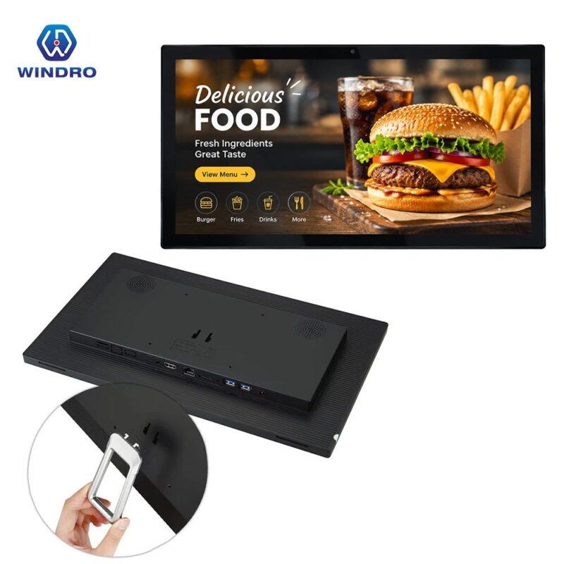 Slim bezel plastic digital signage display in 14.1 to 21.5 inch sizes